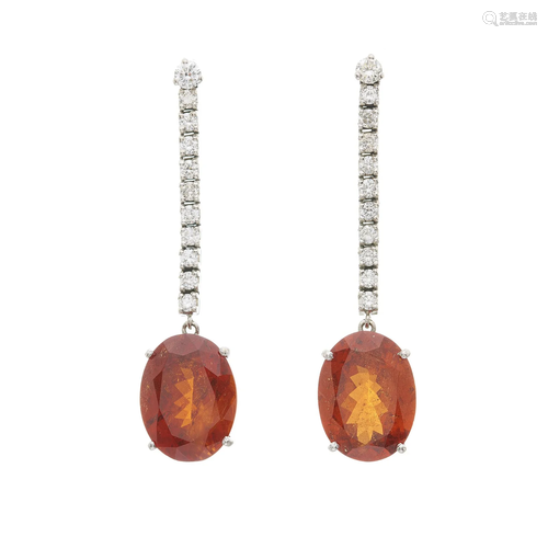 A pair of 18ct gold spessartine garnet a