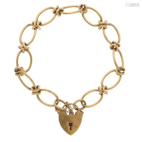 A 1970s 9ct gold fancy-link bracelet, wi