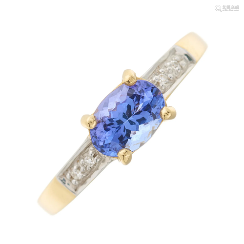 An 18ct gold tanzanite dress ring, with