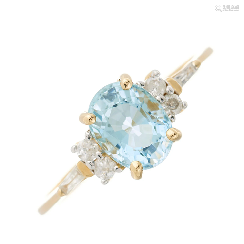 A 14ct gold aquamarine dress ring, with