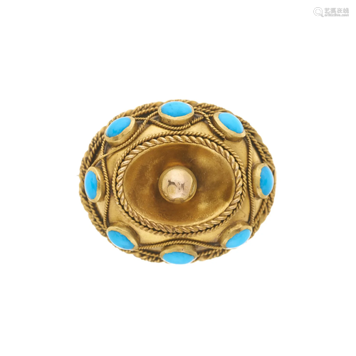 A late Victorian gold, turquoise cabocho