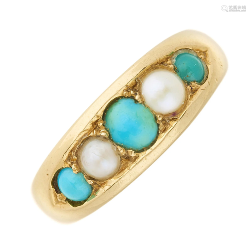 A late Victorian 18ct gold turquoise cab