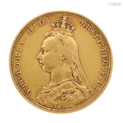 A Victorian gold sovereign coin, dated 1