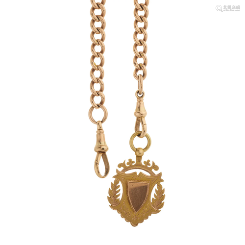 A late Victorian 9ct gold Albert chain,