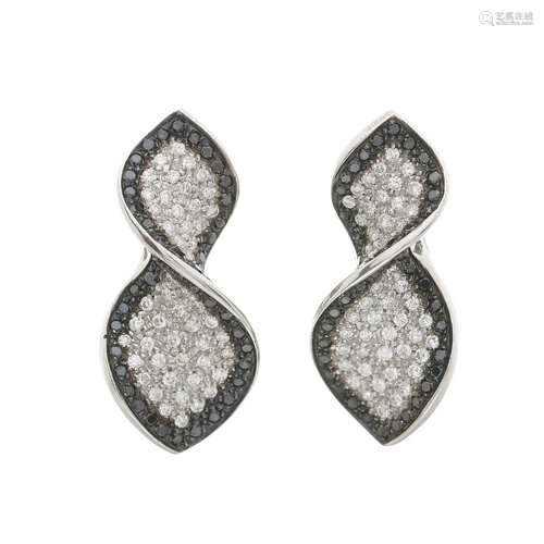 A pair of 18ct gold pave-set diamond and