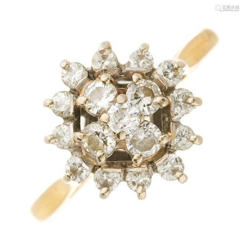 An 18ct gold brilliant-cut diamond clust