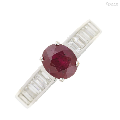 An 18ct gold oval-shape ruby dress ring,