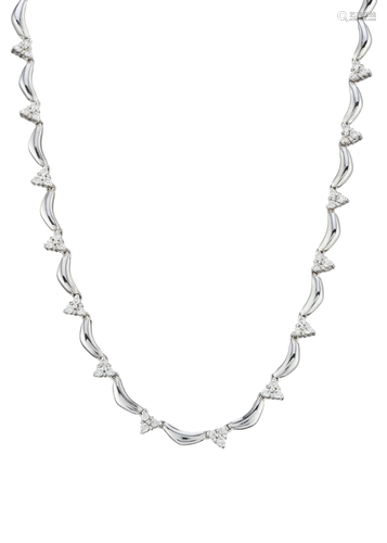 An 18ct gold diamond necklace, designed