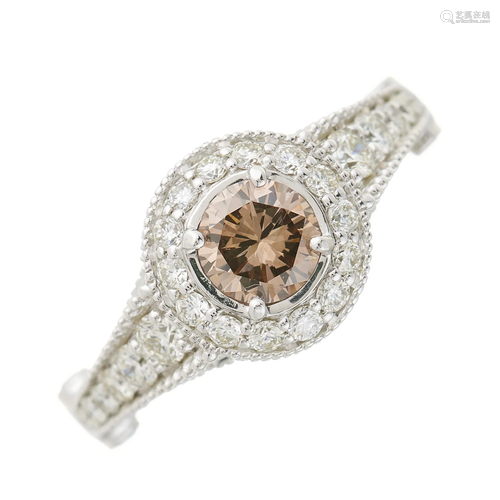 An 18ct gold brilliant-cut brown diamond