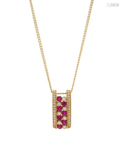 A 14ct gold ruby and brilliant-cut diamo