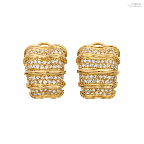 A pair of 18ct gold brilliant-cut diamon