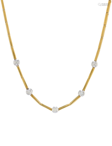 An 18ct gold bi-colour bar link necklace