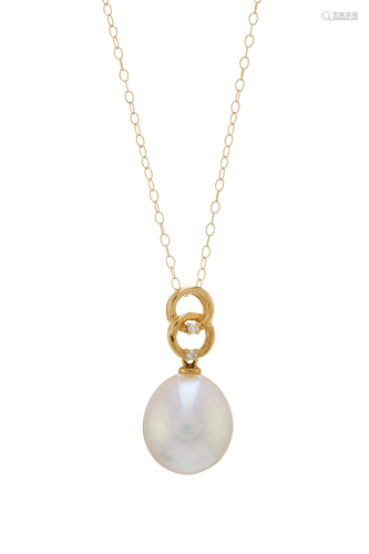 An 18ct gold cultured pearl drop pendant