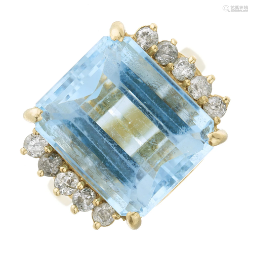 A 14ct gold blue topaz dress ring, with