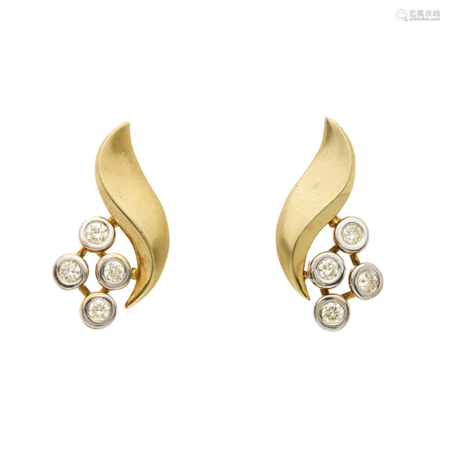 A pair of 14ct gold brilliant-cut diamon