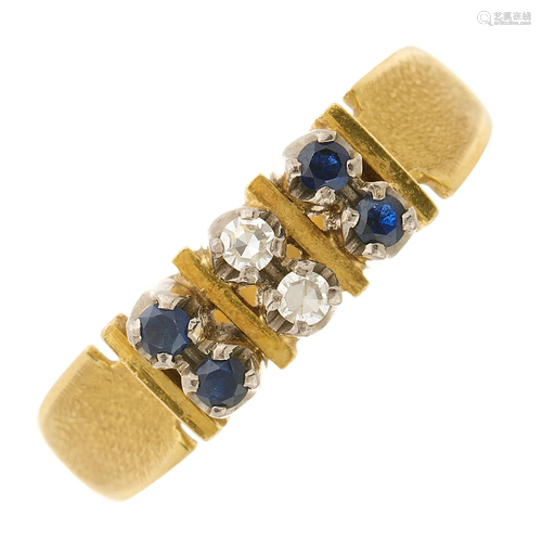 An 18ct gold circular-shape sapphire and