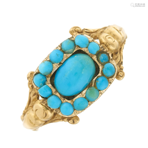 A late Georgian gold, turquoise cabochon