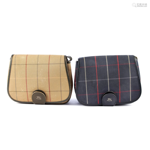 Burberry, two canvas saddle bags, both o