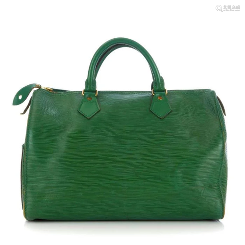 Louis Vuitton, a green epi Speedy 30 han