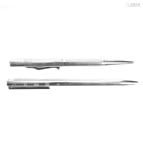 Two solid silver pens, to include a Smyt