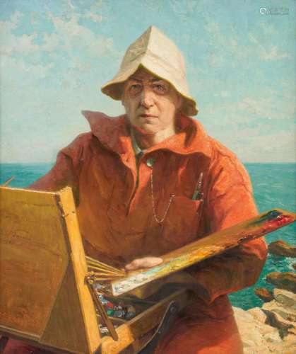 Huile sur panneau: Le peintre pêcheur.Signée, située et daté...