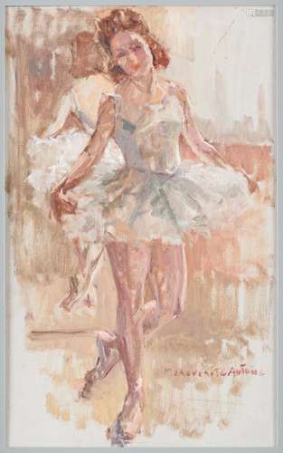 Huile sur toile marouflée sur panneau: Danseuse.Signée: Marg...