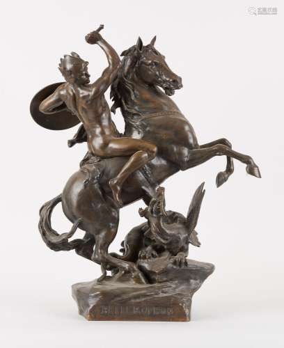 Sculpture en bronze à patine brune: "Bellerophon"....
