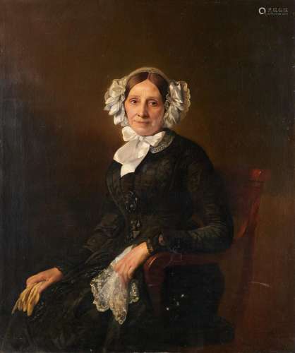 Huile sur toile: Portrait de Madame Alexandre Bouvier née Ca...