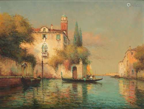 Huile sur toile: Vue de Venise.Signée: Bouvard, étiquette au...