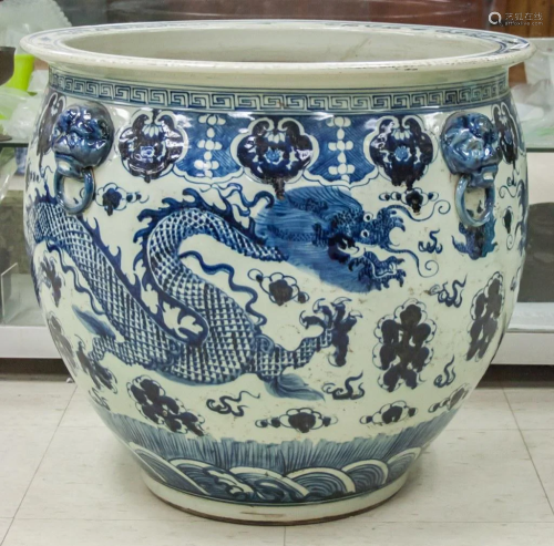 Chinese Blue & White Large Fish Bowl