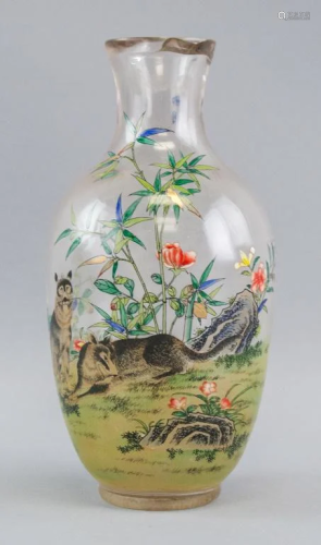 Chinese Painted Glass Vase