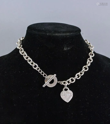 Tiffany & Co Silver Chain Necklace Heart Pendant