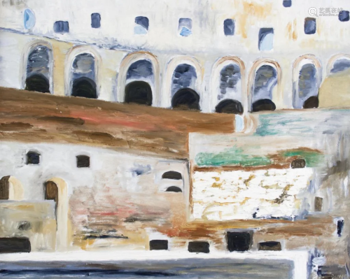 Oil on Canvas Signed Diane Leonard 1984 Rome No 71