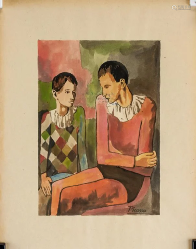 Spanish Watercolor MUSEU PICASSO Signed Picasso