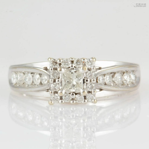 VINTAGE / CONTEMPORARY 14K WHITE GOLD AND DIAMOND LADY'...