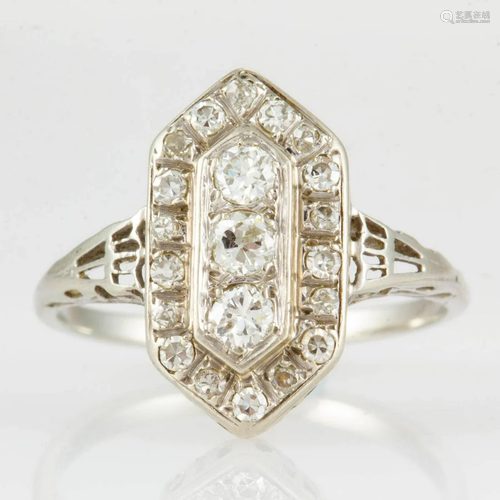 ANTIQUE / VINTAGE ART DECO-STYLE 10K-14K WHITE GOLD AND DIAM...