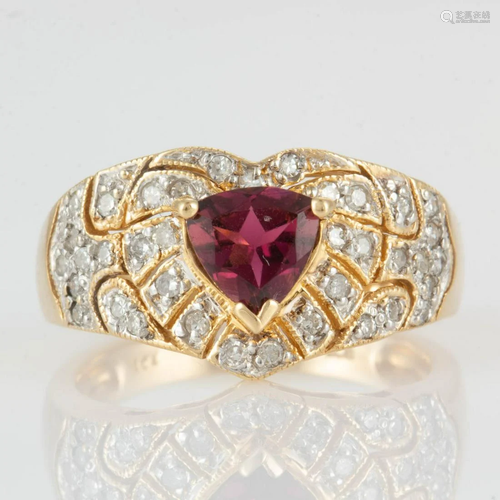 CONTEMPORARY 14K YELLOW GOLD, TOURMALINE, AND DIAMOND LADY&#...