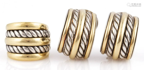 DAVID YURMAN "BAMBOO" STERLING SILVER AND 18K YELL...