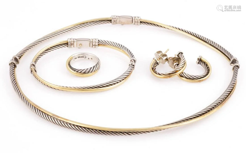 DAVID YURMAN "CROSSOVER" STERLING SILVER AND 18K Y...