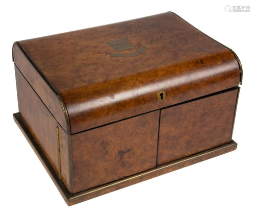 BRITISH BURL WALNUT JEWELRY / SEWING BOX