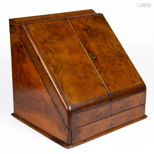 BRITISH BURLWOOD LETTER BOX / TRAVELING DESK