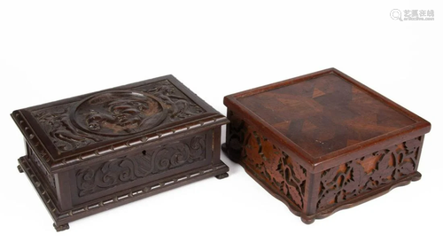 CUBAN CARVED MAHOGANY CIGAR BOX