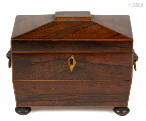 BRITISH REGENCY INLAID TEA CADDY