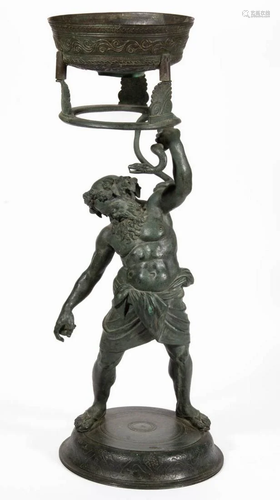 AFTER GUISEPPE POLLICE (ITALIAN, B. 1833) METAL BACCHUS STAT...