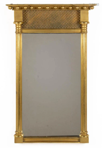 BORGHESE FEDERAL-STYLE GILTWOOD LOOKING GLASS / WALL MIRROR