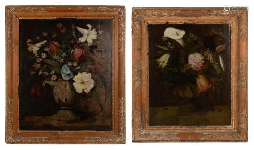 PAIR OF DUTCH SCHOOL (LATE 17TH / EARLY 18TH C) FLORAL STILL...