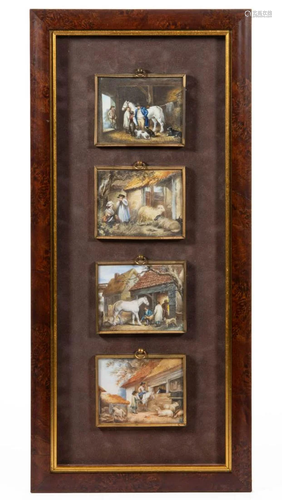 EUROPEAN SCHOOL (19TH CENTURY) FARM SCENE MINIATURE PAINTING...