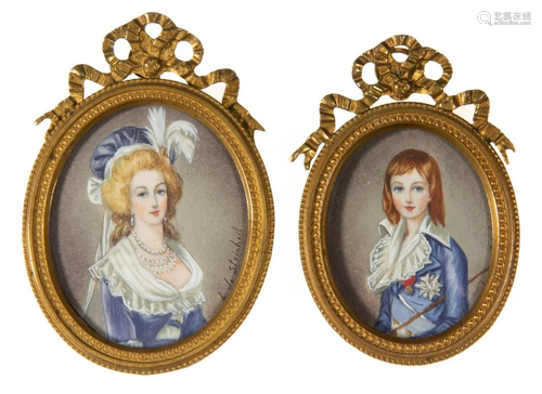 PAIR OF CONTINENTAL SCHOOL (19TH CENTURY) MINIATURE PORTRAIT...