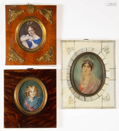 CONTINENTAL SCHOOL (19TH CENTURY) MINIATURE PORTRAITS, LOT O...