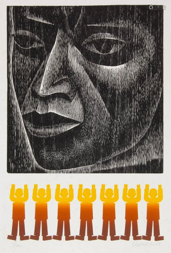 ELIZABETH CATLETT (AMERICAN, 1915-2012) "MAN" PRIN...